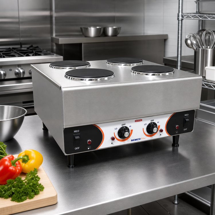 Product image #2 for Nemco 24-Inch 4-Burner Electric Countertop Hot Plate, 240V