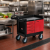Thumbnail image #2 for TradeMaster Mobile Cabinet Cart, 24 x 36 Shelf Size, 4 Drawers, 1 Door, 750 lb Capacity, Black