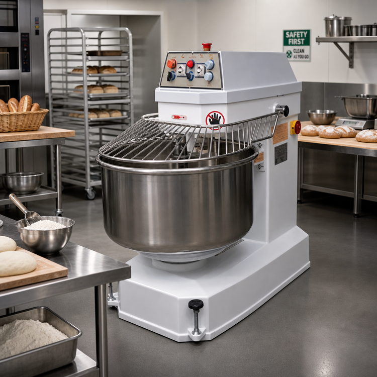 Product image #2 for BakeMax BMSM320 705 lb 2-Speed Floor Model Fixed Bowl Spiral Dough Mixer