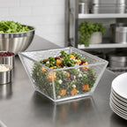 Thumbnail image #2 for American Metalcraft Rain Collection CRGSQ53 Small Square Clear Styrene Bowl, 23 oz. Case of 8