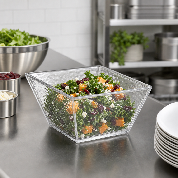 Product image #2 for American Metalcraft Rain Collection Small Square Clear Styrene Bowl, 23 oz.
