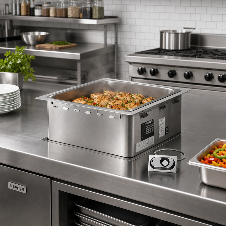Product image #2 for Eagle Group Drop-In Electric Hot Food Well, 1 Full-Size Pan, Wet or Dry, Non-Insulated, Thermostatic, Top-Mount