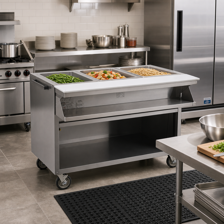 Product image #2 for Spec-Master 48-Inch Electric Sealed Well Hot Food Table, Open Front, 3 Wells, Mobile, 208V