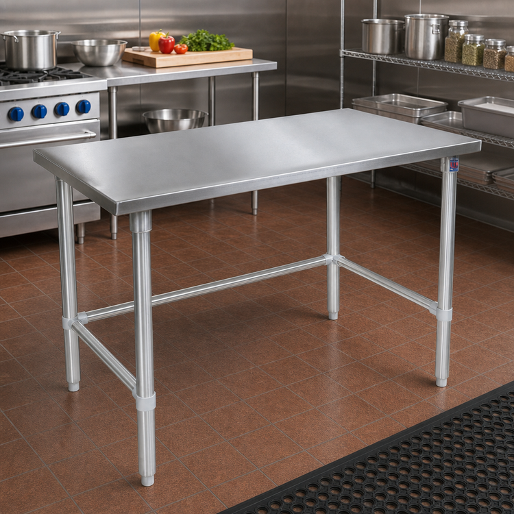 Product image #2 for John Boos Stallion 60-Inch x 24-Inch 14-Gauge Stainless Steel Flat Top Work Table with Galvanized Base