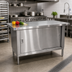 Thumbnail image #2 for Omcan USA 72-Inch Enclosed Stainless Steel Work Table with Sliding Door Cabinet Base