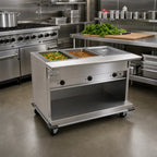 Thumbnail image #2 for Eagle Group Spec-Master PHT2OB-240-3 Portable Electric Hot Food Table, 2 Wet/Dry Wells, Open Base, Stainless Steel, 240V 3-Phase