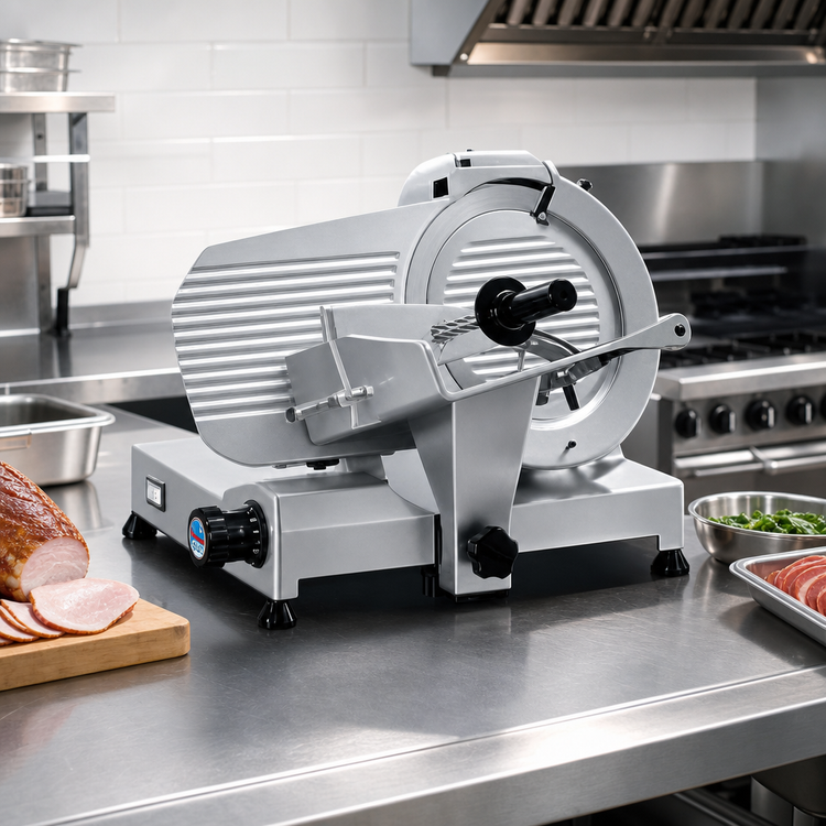 Product image #2 for Eurodib 9-Inch Manual Gravity Feed Belt-Driven Meat Slicer with Built-In Sharpener