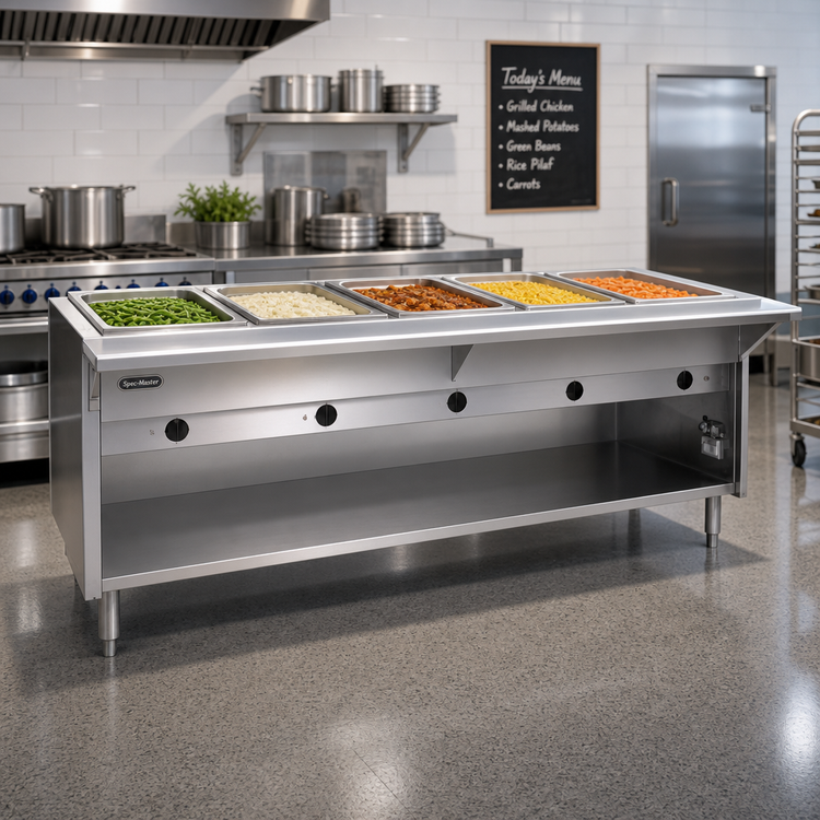 Product image #2 for Spec-Master HT6CB-208-3 Electric 6-Well Hot Food Table with Enclosed Base