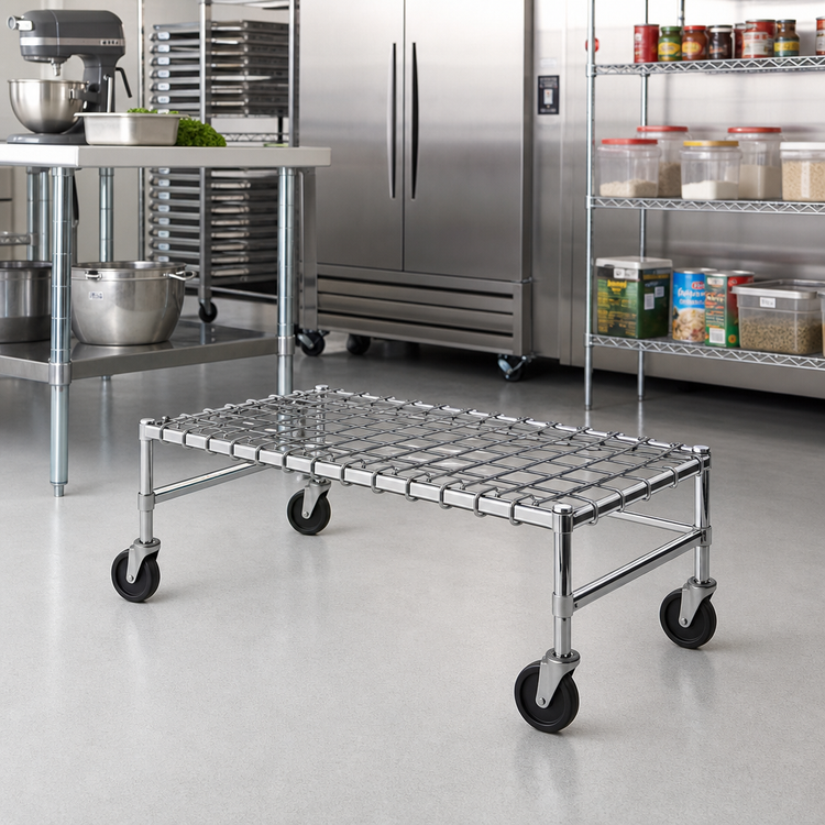 Product image #2 for Eagle Group Mobile Chrome Wire Dunnage Rack with 5-Inch Casters, 30 x 18 x 14 Inches, 800 lb Capacity
