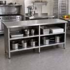 Thumbnail image #2 for John Boos EBOS6-3096 Open-Front Stainless Steel Enclosed-Base Work Table, 16-Gauge Flat Top, 96 x 30 Inches