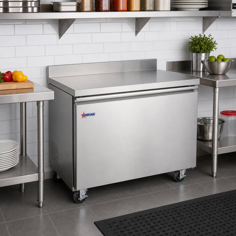 Product image #2 for Omcan USA 27-Inch One-Section Worktop Freezer with 3-1/2-Inch Backsplash, 5 Cu. Ft., Solid Door