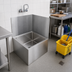 Thumbnail image #2 for John Boos MSWC2820-27L Rear & Left Mop Sink Wall Guard Wainscoting, 28 x 20 Inch Stainless Steel