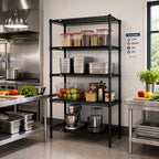 Thumbnail image #2 for Quantum WR86-1442BK 42"W x 86"H Stationary Wire Shelving Starter Unit, 4 Shelves, Black Epoxy Finish