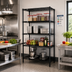 Thumbnail image #2 for 42 Inch Wide Stationary Wire Shelving Starter Unit, 4 Shelves, Black Epoxy Finish, 86 Inch High