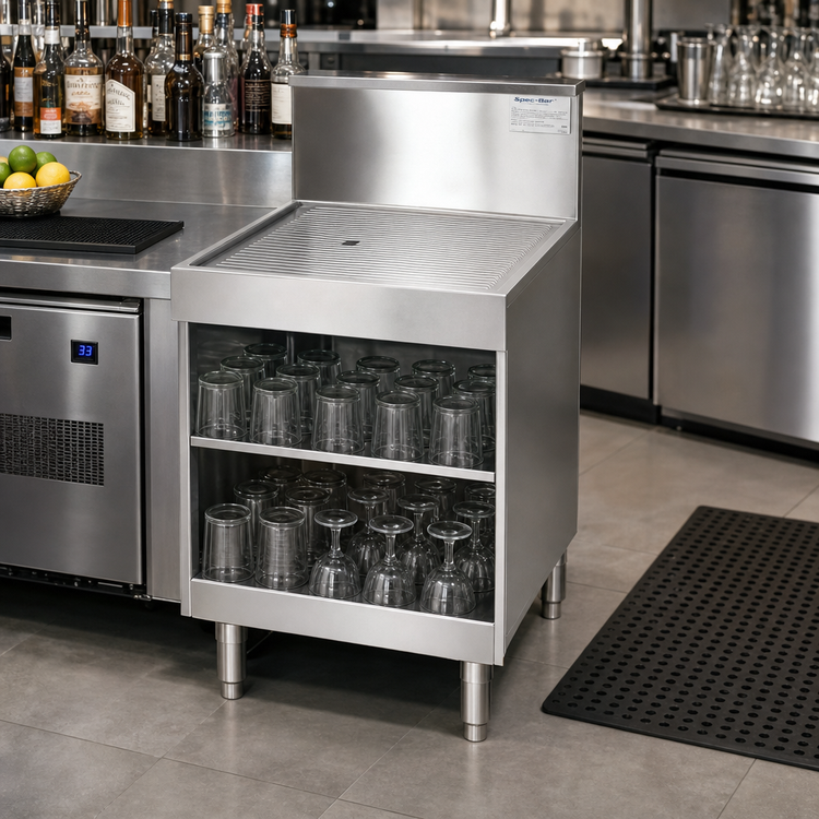 Product image #2 for Spec-Bar Recessed Workboard Top Underbar Glass Rack Storage Unit, 24 x 24 x 36-1/2 Inches, 2-Rack Capacity