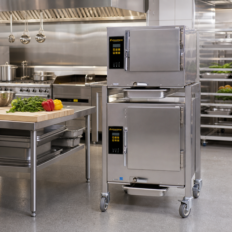 Product image #2 for AccuTemp Evolution Two-Compartment Connectionless Boilerless Convection Steamer with Stand, 6 kW, 208V