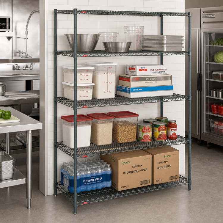 Product image #2 for Metro Super Erecta Metroseal 3 Convenience Pak 4-Shelf Stationary Wire Shelving Unit, 60W x 18D x 74H