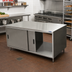 Thumbnail image #2 for BK Resources Dual Access Stainless Steel Chef Table with Cabinet Base and Sliding Doors, 72 x 30 x 34-3/4 Inches