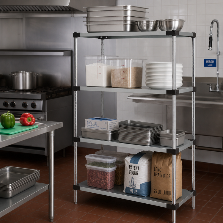 Product image #2 for Quantum 30 x 24 x 74 Inch 304 Stainless Steel Solid Shelving Starter Kit