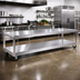 Thumbnail image #2 for La Rosa Mobile Stainless Steel Equipment Stand with Open Base and Undershelf, 110 Inch x 24 Inch