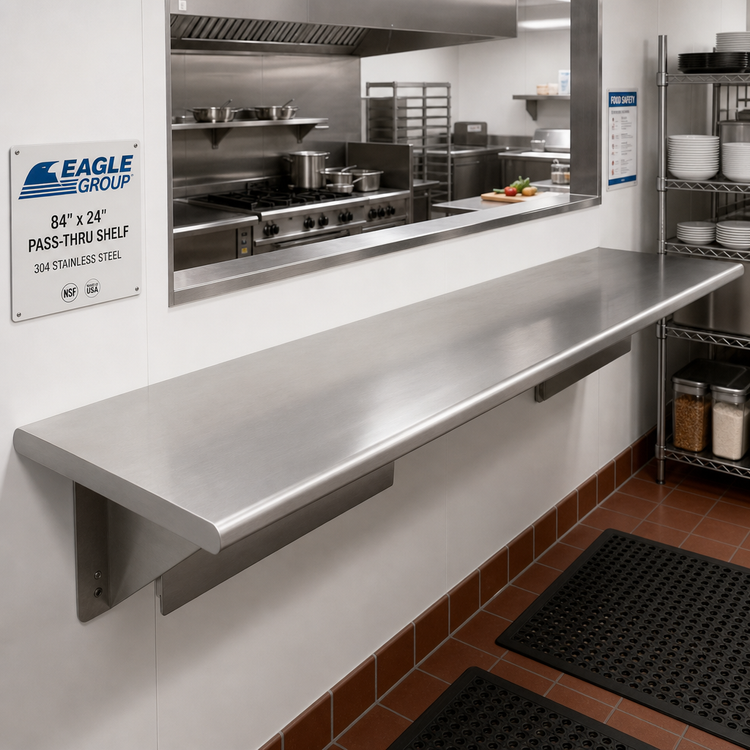 Product image #2 for Eagle Group 84-Inch x 24-Inch Pass-Thru Shelf, 304 Stainless Steel
