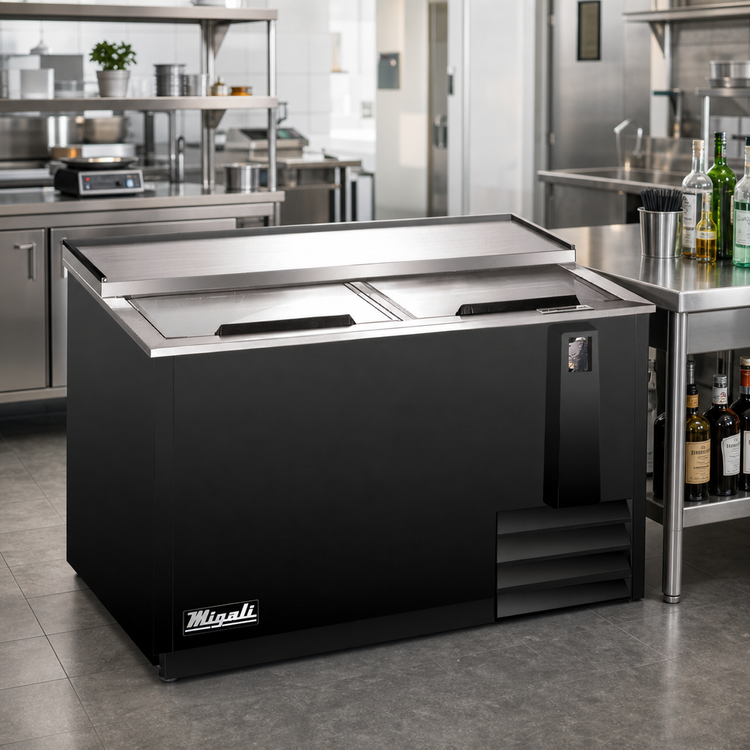Product image #2 for Migali Competitor Series 50-Inch Bottle Cooler with Sliding Lids, 13 Cu. Ft., Side-Mount Refrigeration