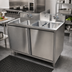 Thumbnail image #2 for BK Resources Four-Compartment Stainless Steel Sink Cabinet with Hinged Doors and Splashguard Divider