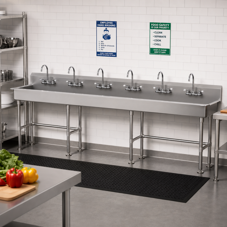 Product image #2 for 120-Inch Multiwash Freestanding Hand Wash Sink with 6 Faucet Hole Sets and Backsplash