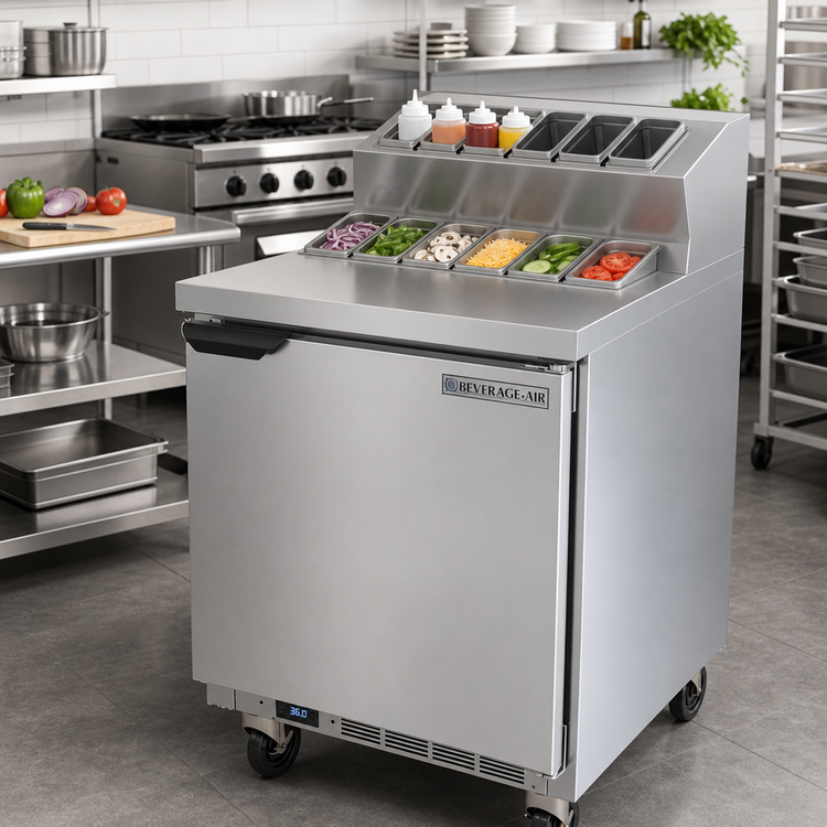 Product image #2 for Beverage-Air 27-Inch One-Section Topping Prep Table, 6.9 Cu. Ft., 1 Door, Rear-Mounted Self-Contained Refrigeration