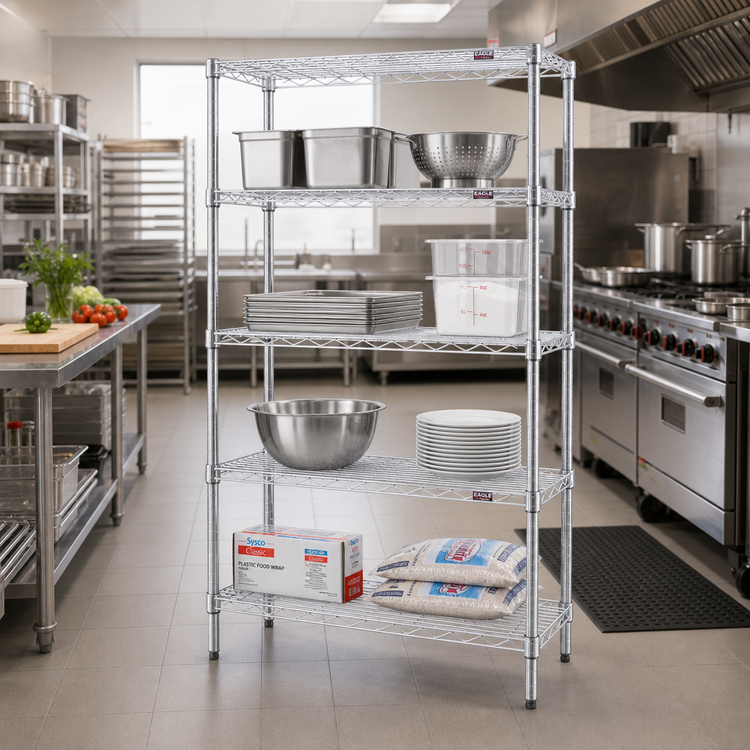 Product image #2 for Eagle Group 4-Tier Wire Shelving Starter Unit, 24 x 21 x 74 Inches, Chrome-Plated