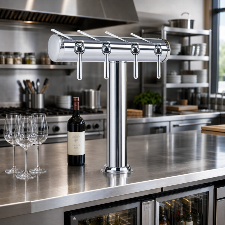 Product image #2 for Havana Single-Column 4-Faucet Countertop Air-Cooled Wine Font, Chrome Finish