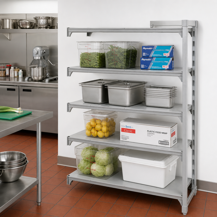Product image #3 for Cambro Camshelving Premium Solid Add-On Shelving Unit, 24" Deep x 48" Wide x 72" High, 4-Shelf