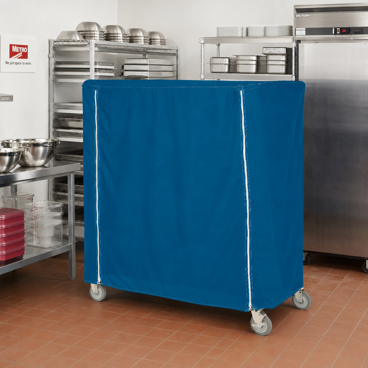 Product image #2 for Metro 72 x 24 x 54 Inch Mariner Blue Uncoated Nylon Cart Cover for Queen Mary & Banquet Carts