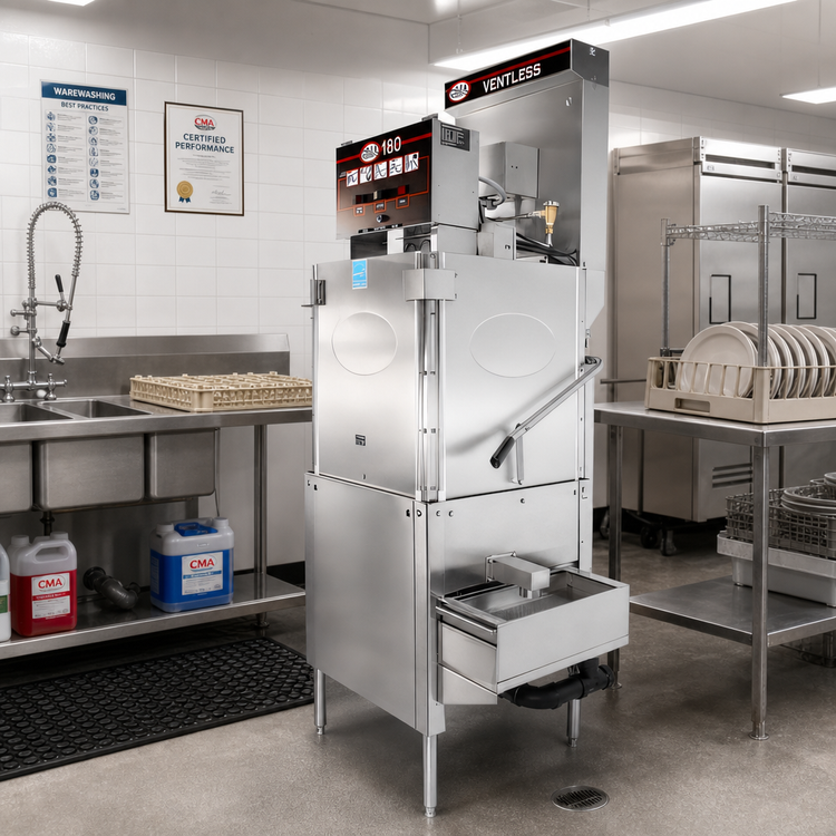 Product image #2 for CMA Dishmachines Energy Mizer Tall Ventless High-Temperature 3-Door Single-Rack Door-Type Dishwasher