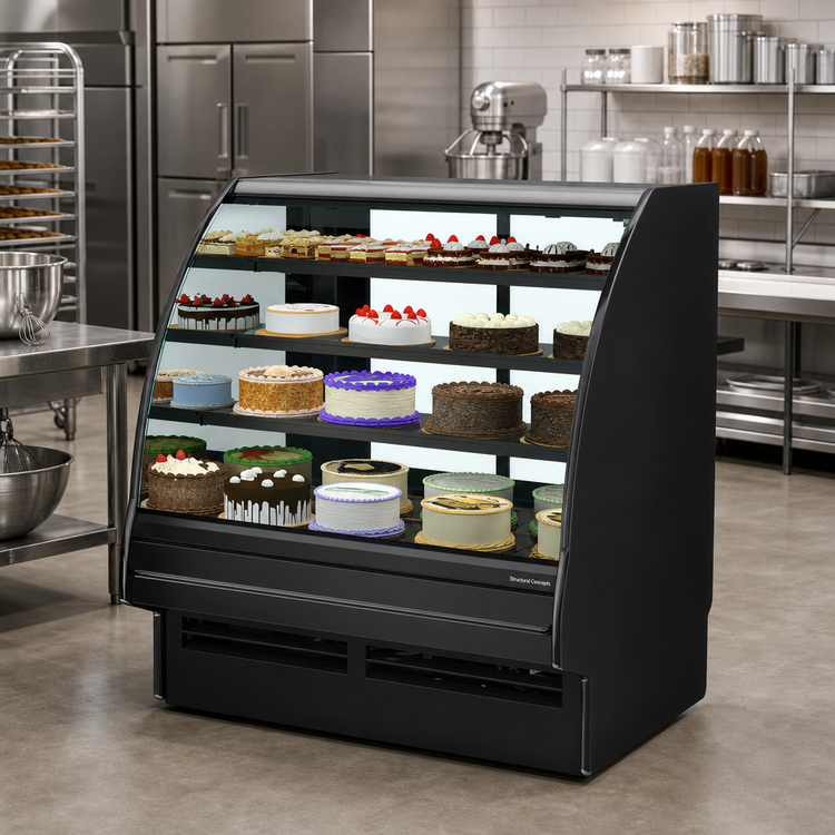 Product image #2 for Structural Concepts Fusion Curved Glass Refrigerated Full Service Display Case with Lift-Up Front Glass, 75-3/8" W x 43" D x 55-3/4" H