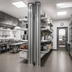 Thumbnail image #2 for Heavy-Duty Back-to-Back Stainless Steel Uprights for Cantilevered Shelving, 96 Inch Floor-to-Ceiling Mount