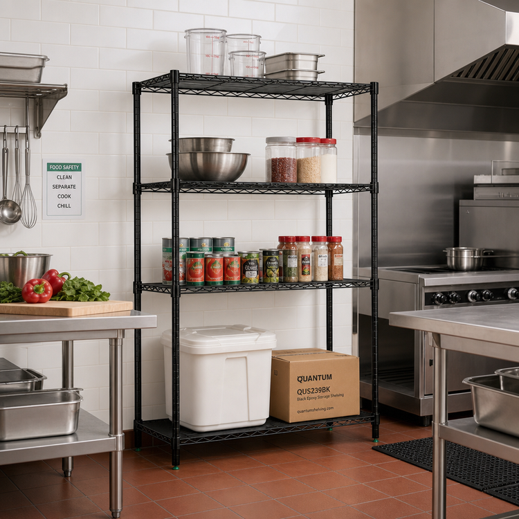 Product image #2 for Quantum 36"W x 30"D x 63"H Black Epoxy Antimicrobial Wire Shelving Starter Kit