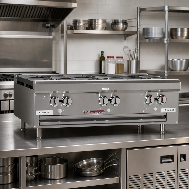 Product image #2 for Southbend HDO-48SU 48-Inch Step-Up Gas Countertop Hot Plate with 4 Open Burners and 4 Step-Up Burners
