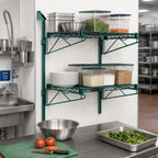 Thumbnail image #2 for Quantum WC34-CB1854P Double-Shelf Wall-Mount Cantilever Wire Shelving Unit, 54 x 18 x 34 Inches, Green Epoxy Finish