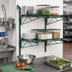 Thumbnail image #2 for Quantum Cantilever Double Shelf Wall-Mount Wire Shelving Unit, 54 x 18 Inches, Green Epoxy Antimicrobial Finish