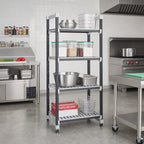 Thumbnail image #2 for Cambro Camshelving® Elements EXU242464VS4480 4-Tier Stationary Polymer Shelving Unit, 24"W x 24"D x 64"H, 3 Vented/1 Solid, Gray