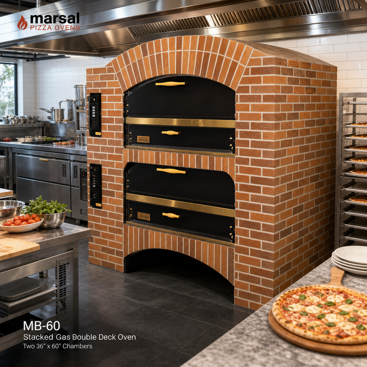 Product image #2 for Marsal MB-60 Stacked Gas Double Deck Pizza Oven with Two 36 x 60 Inch Chambers