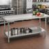 Thumbnail image #2 for Advance Tabco 108-Inch x 48-Inch 14-Gauge 304 Stainless Steel Work Table with No-Drip Edge and Galvanized Undershelf
