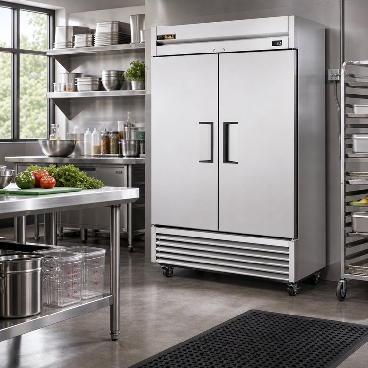 Product image #2 for True 54-Inch 2-Section Reach-In Refrigerator with Stainless Steel Solid Swing Doors, Bottom-Mount Self-Contained R290 Refrigeration