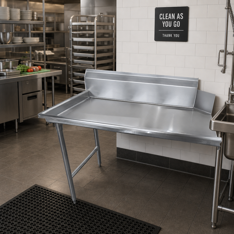 Product image #2 for 48-Inch Left-to-Right Stainless Steel Clean Dish Table with 9-Inch Splash