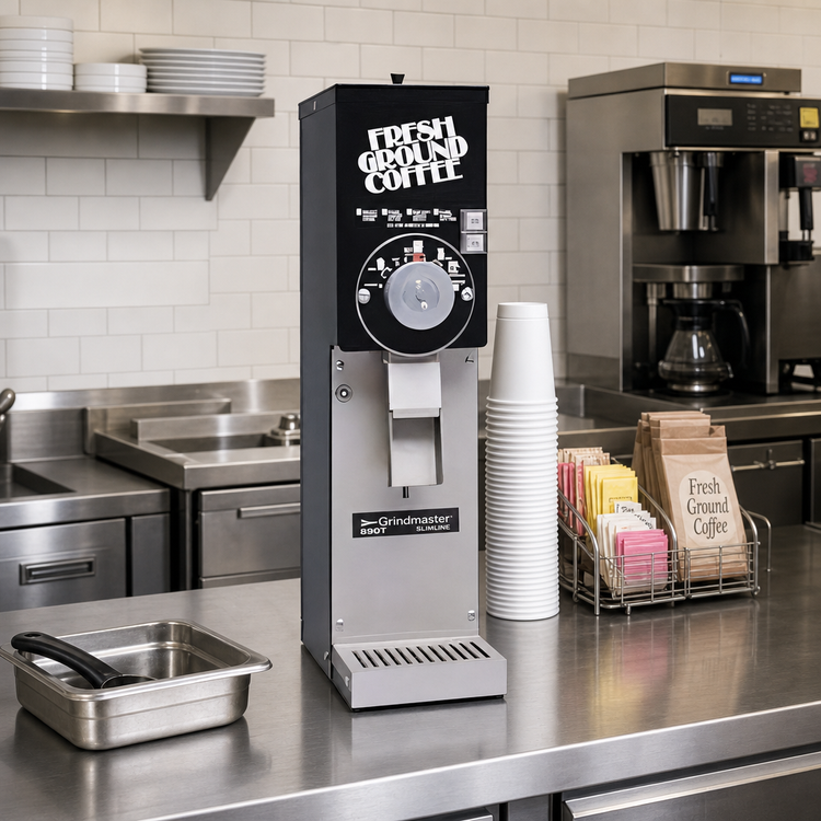 Product image #2 for Grindmaster Beverage 890T Slimline Retail Coffee Grinder, 5 lb Hopper, Manual Control