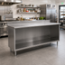 Thumbnail image #2 for Spec-Master Open Front Stainless Steel Work Table with 14-Gauge Top and 4-1/2 Inch Backsplash, 120 x 30 Inch
