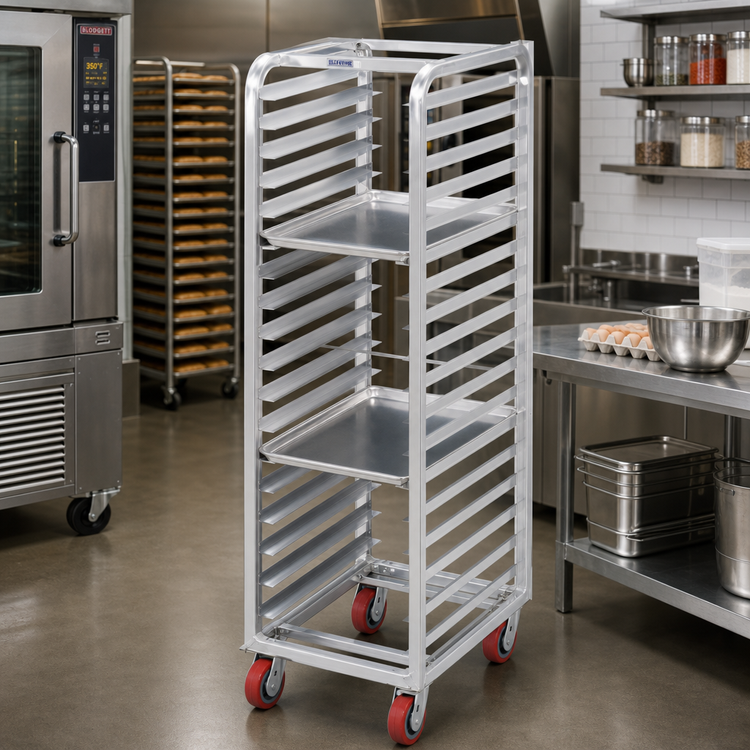 Product image #2 for Lifetime Tough Heavy-Duty Aluminum End-Load Bun Pan Rack, 10-Pan Capacity with Swivel Casters