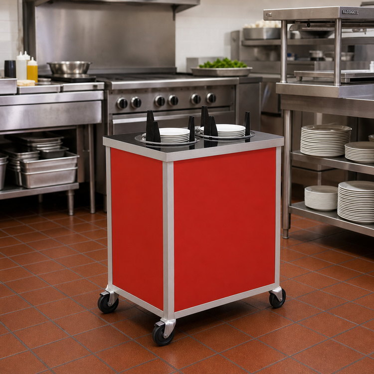 Product image #2 for Atlas Metal MEPD4H-9-1/8 Heated Mobile Four-Tube Plate Dispenser