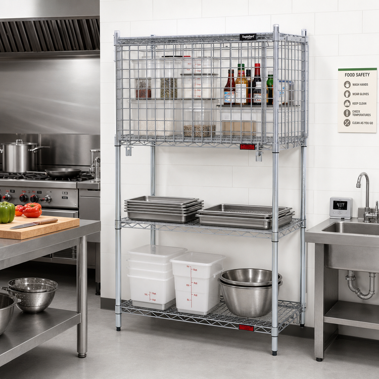 Product image #2 for EagleGard 48W x 18D Flip-Up Door Security Enclosure Kit for 18-Inch Wire Shelving